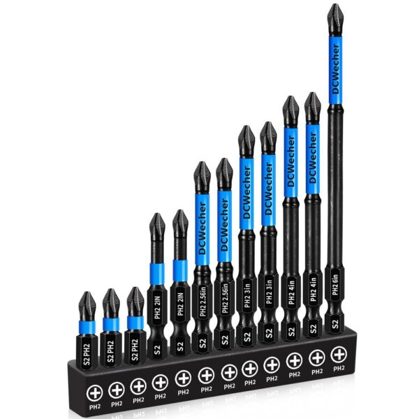 12-Pack 2 Phillips Bits #2 Impact Magnetic, Professional Long Phillips Head Drill & Screwdriver Bit (1-6-Inch)