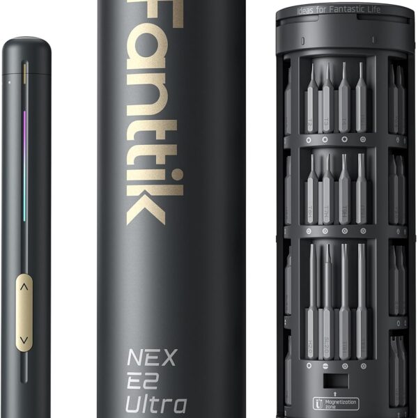 Fanttik E2 Ultra Mini Electric Screwdriver, Cordless Screwdriver, Max 0.6N.m, 50 Magnetic Bits, 5/32'' Hex